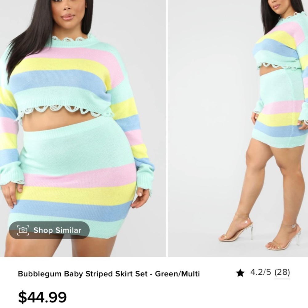 Fashion Nova - Bubblegum Baby Striped Sweater Set